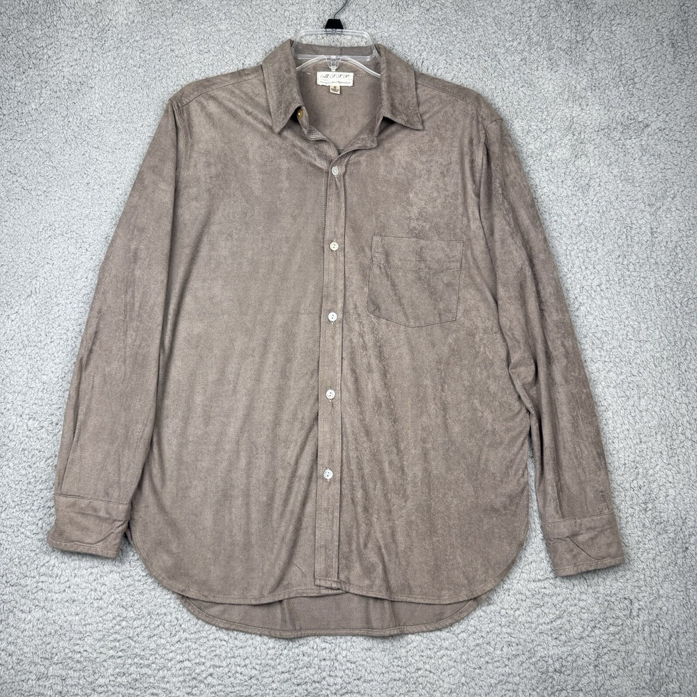 Max Studio Long Sleeve Button Down‎ Suede Like Blouse Size S Brown Very Soft